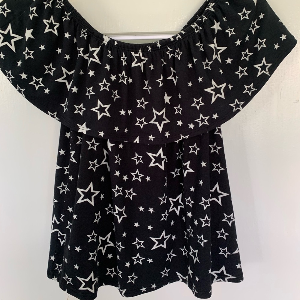 Starry Black Off-Shoulder Blouse